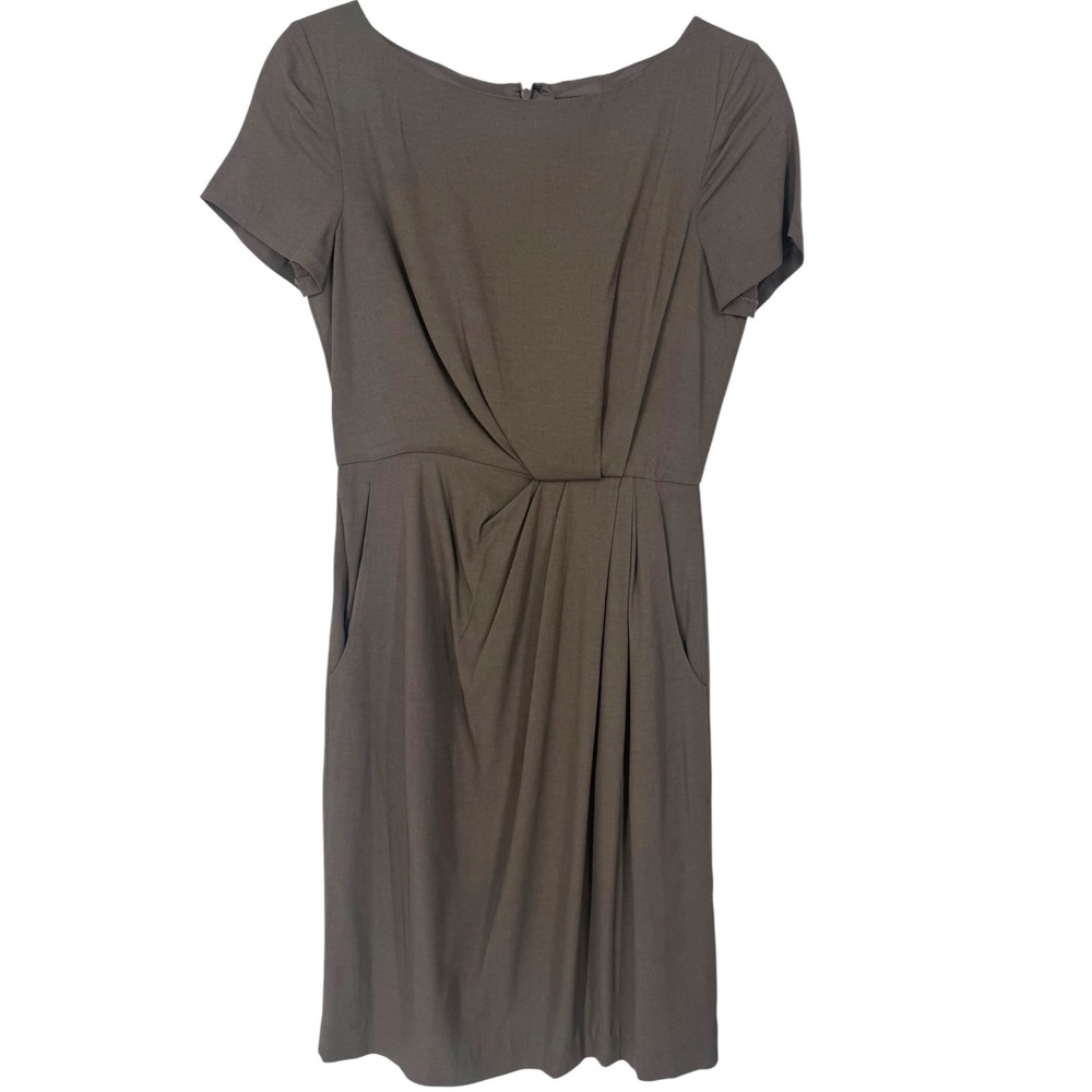 NWT Theory Women's Balbina Habitat Dress Nest Brown Size 4 Quiet Luxury Career
